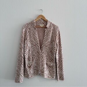 Maeve Sweater Blazer Womens Medium Zebra Print Wool Blend Casual Pockets